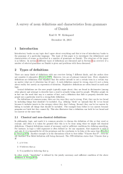 A survey of noun definitions and characteristics