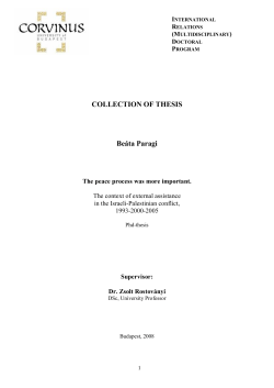 COLLECTION OF THESIS Beáta Paragi