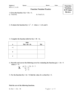 Function Notation Practice Function Notation, B