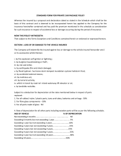 STANDARD FORM FOR PRIVATE CAR PACKAGE POLICY