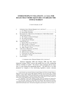 Other People`s Volatility: A Call for Rules that More Equitably