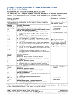 Task Specific Outcome/Criteria Correlation