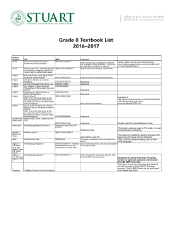 Grade 8 Textbook List 2016