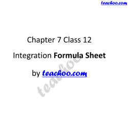 Chapter 7 Class 12 Integration Formula Sheet by teachoo.com