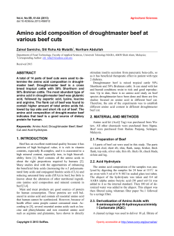 Amino acid composition of droughtmaster beef at various beef cuts