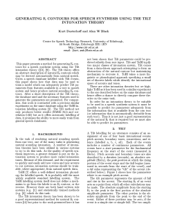 GENERATING Fo CONTOURS FOR SPEECH SYNTHESIS USING