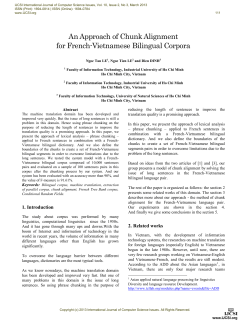 An Approach of Chunk Alignment for French-Vietnamese