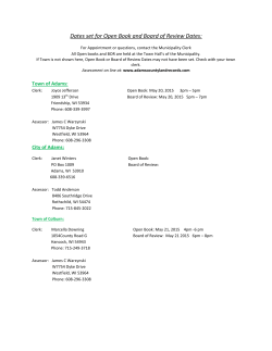 Dates set for Open Book and Board of Review Dates