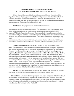 CALL FOR A CONVENTION OF THE VIRGINIA SEVENTH