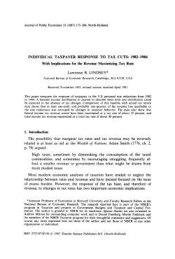 INDIVIDUAL TAXPAYER RESPONSE TO TAX CUTS: 19821984