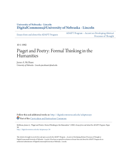 Piaget and Poetry: Formal Thinking in the Humanities