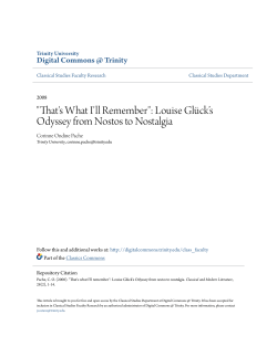 "That`s What I`ll Remember": Louise GlÃ¼ckâ•Žs Odyssey from
