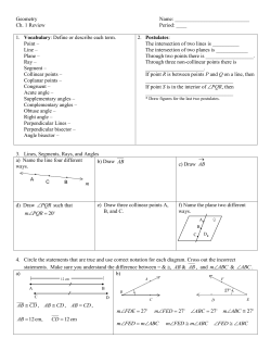 Geometry Name: Ch. 1 Review Period: ____ 1. Vocabulary: Define