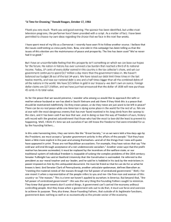 “A Time for Choosing,” Ronald Reagan, October 17, 1964 Thank