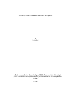 Accounting`s Role in the Ethical Behavior of Management by Emily