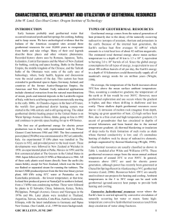 Characterisitcs, Development and Utilization of Geothermal Resources