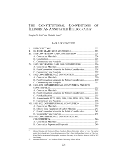 "The Constitutional Conventions of Illinois: An Annotated