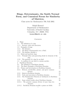 Rings, Determinants, the Smith Normal Form, and Canonical Forms