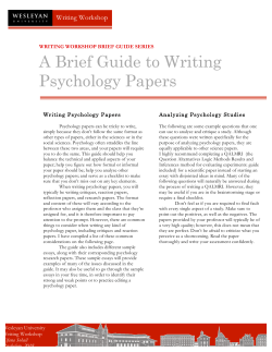 A Brief Guide to Writing Psychology Papers and