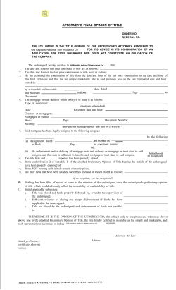 ATTORNEY`S FINAL OPINION OF TITLE