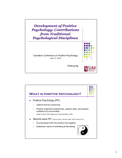 Development of Positive Psychology: Contributions from Traditional