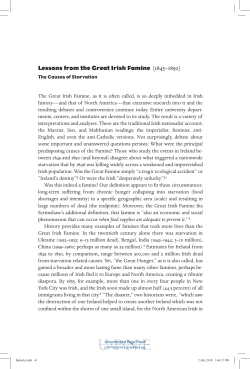 Lessons from the Great Irish Famine [1845&ndash;1850]