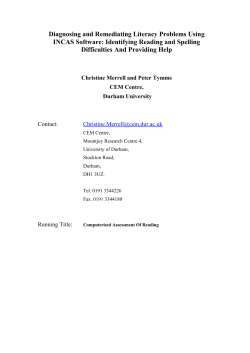 Diagnosing and Remediating Literacy Problems Using INCAS