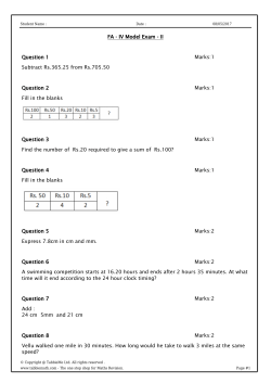 FA - IV Model Exam - II Question 1 Marks:1 Subtract Rs.365.25 from