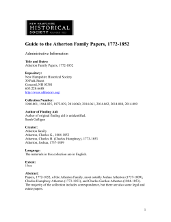 Guide to the Atherton Family Papers, 1772-1852