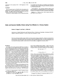 Static and Dynamic Stability Criteria during Free Diffusion in a