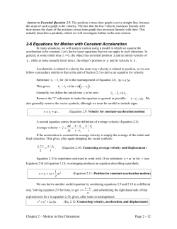 2-6 Equations for Motion with Constant Acceleration