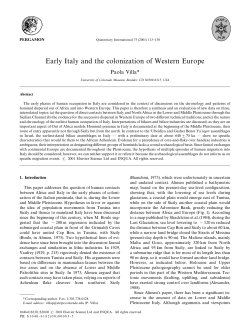Early Italy and the colonization of Western Europe