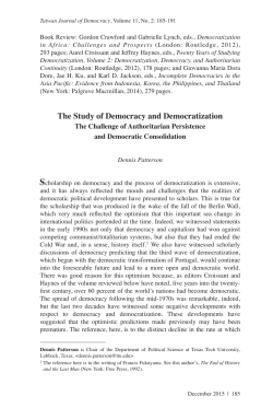 The Study of Democracy and Democratization