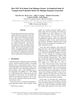 How NOT To Evaluate Your Dialogue System