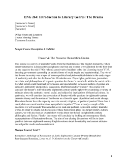 ENG 264: Introduction to Literary Genres: The Drama