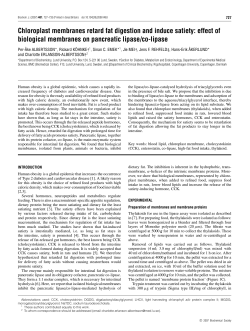 Chloroplast membranes retard fat digestion and induce satiety