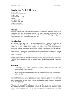 Standardise Forth OOP Now