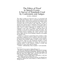 The Ethics of Proof in Speech Events: A Survey of