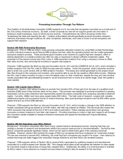 Promoting Innovation Through Tax Reform