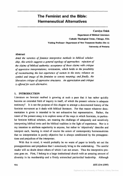 The Feminist and the Bible: Hermeneutical Alternatives