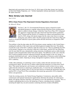 EPA`s Clean Power Plan Represent Unwise Regulatory Overreach