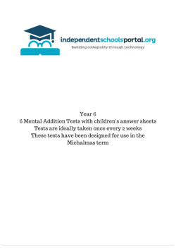 Year 6 Mental Maths Tests - Michaelmas Term