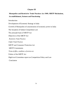 Chapter III Monopolies and Restrictive Trade Practices Act 1969