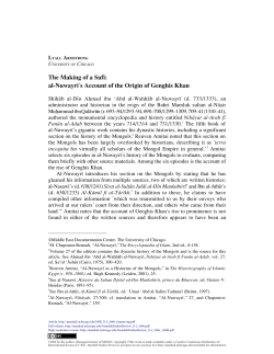 The Making of a Sufi: al-Nuwayri`s Account of the Origin of Genghis