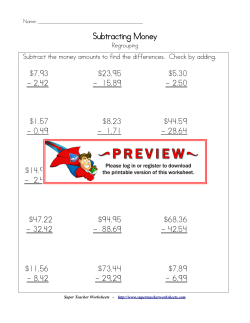 Subtracting Money - Super Teacher Worksheets