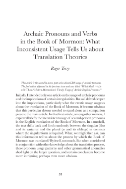 Archaic Pronouns and Verbs in the Book of Mormon