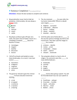 Sentence Completion 1 (low-advanced SAT level)
