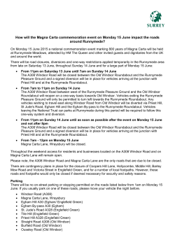 How will the Magna Carta commemoration event on Monday 15