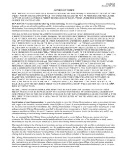 Offering Memorandum