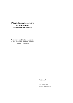 Private International Law: Law Reform in Miscellaneous Matters